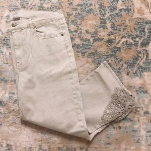 Diane Gilman brand new jeans with lace detail